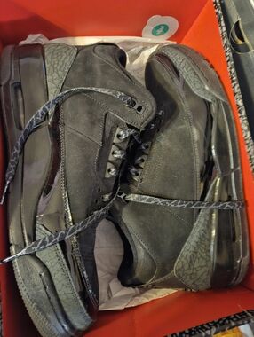 Jordan 3s Black Cats  Suede Athletic Sneakers Men Size 12